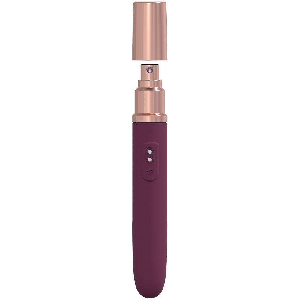 LOVELINE The Traveler - Burgundy - 17.6 cm USB Rechargeable Vibrator with Integrated Lube Applicator for Ultimate Pleasure