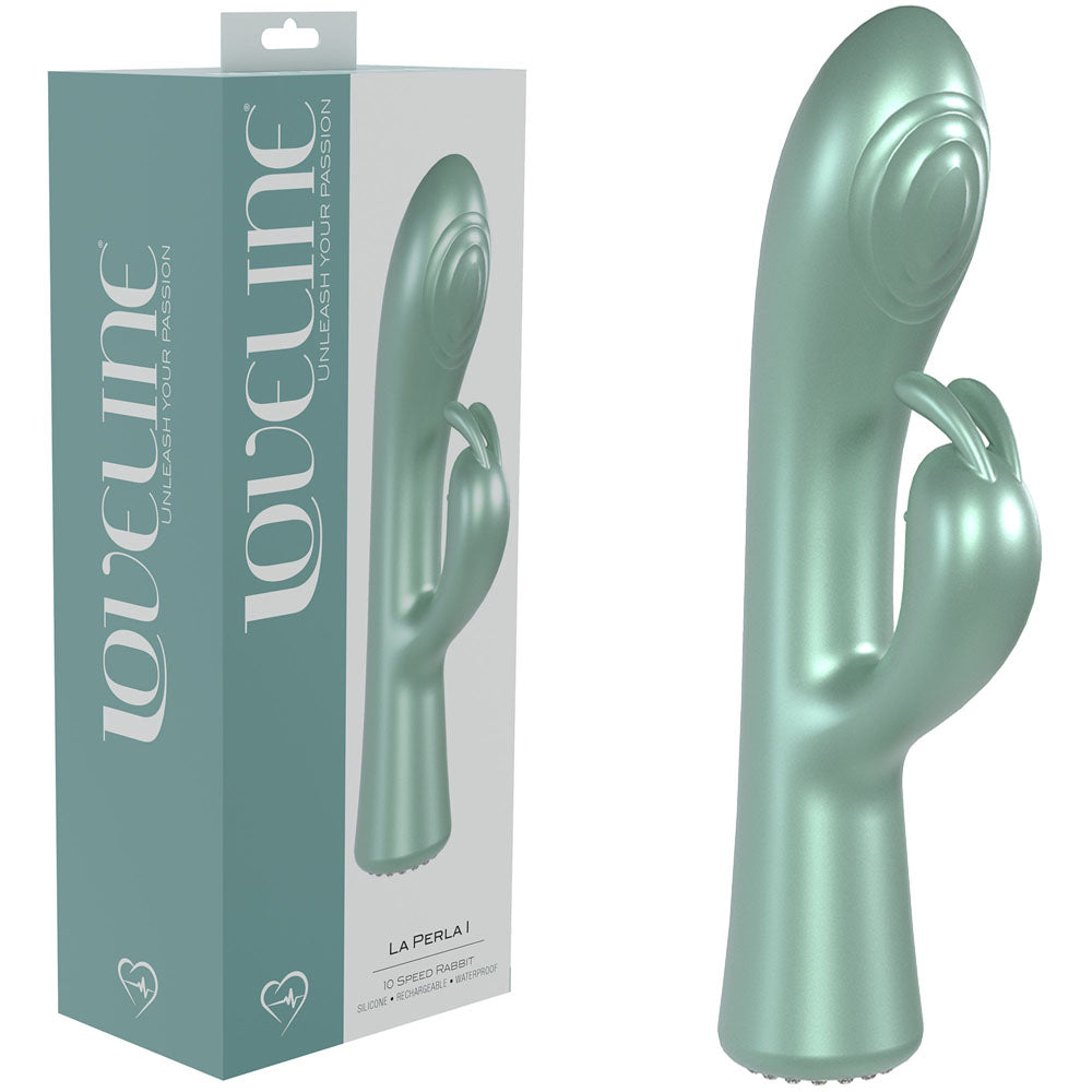 LOVELINE La Perla I - Pearlescent Green USB Rechargeable Rabbit Vibrator (19.2 cm, Body-Safe Silicone)