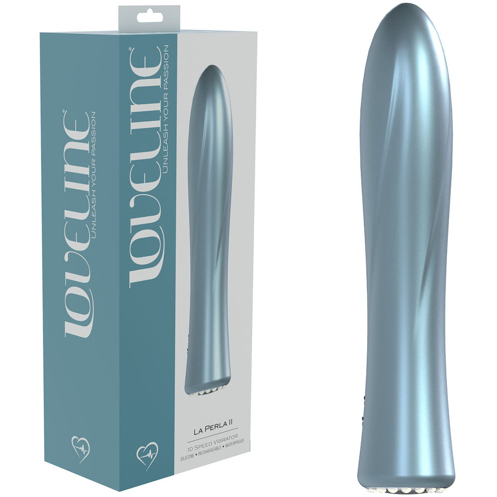LOVELINE La Perla II - Pearlescent Blue USB Rechargeable G-Spot Vibrator (19.2 cm, Body-Safe Silicone)