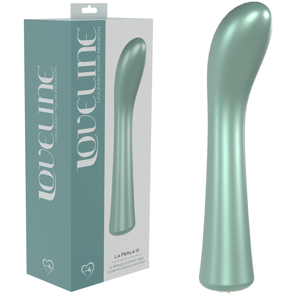 LOVELINE La Perla III - Pearlescent Green USB Rechargeable Vibrator (19.2 cm, Body-Safe Silicone)