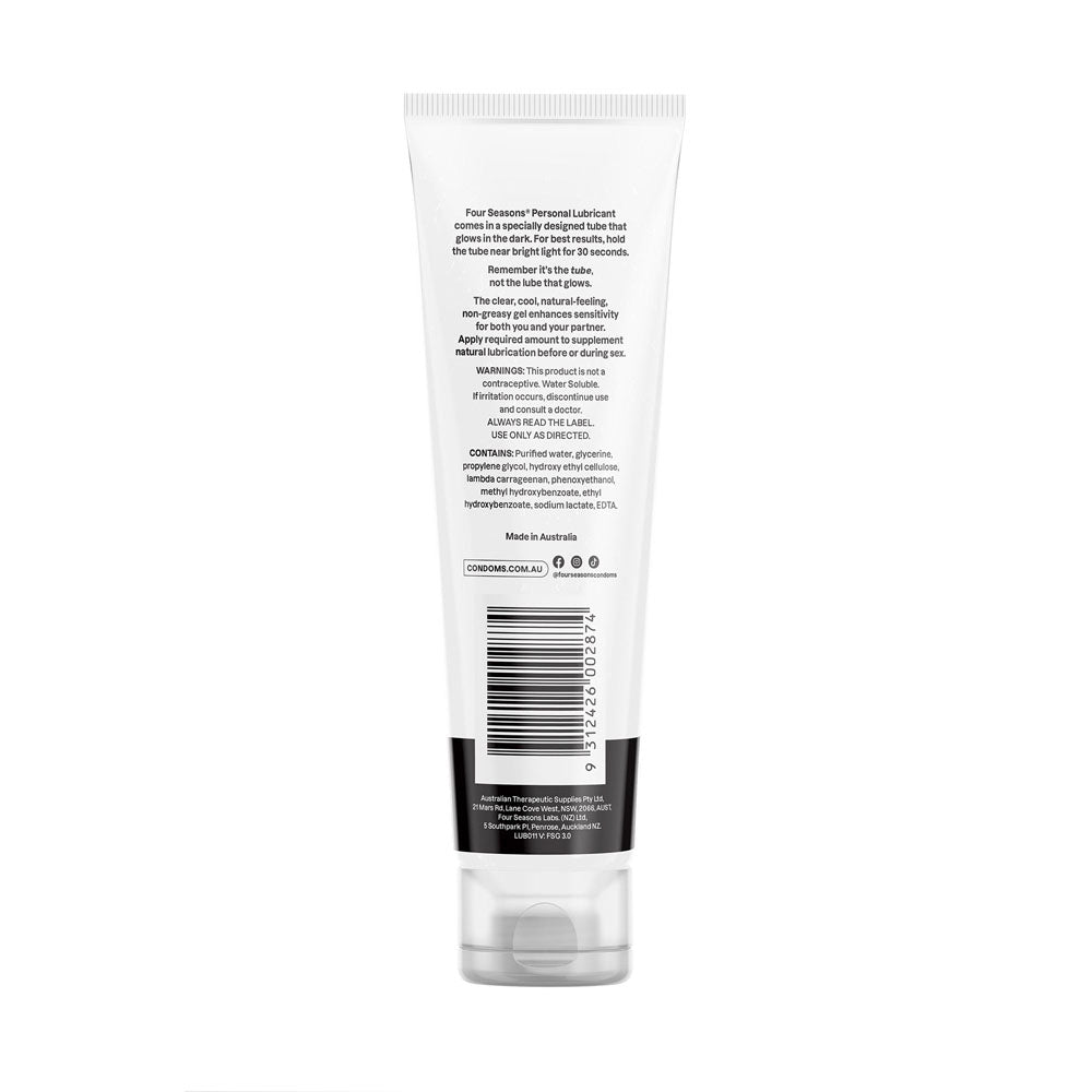 Glow N' Dark Personal Lubricant - Four Seasons Glow In The Dark Lubricant - 100 ml Tube (Body-Safe, Long-Lasting, Fun for All)