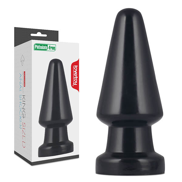 King-Sized Body-Safe Silicone Anal Shocker - 7.5 Inch Mega Butt Plug in Black (USB Rechargeable, 19 cm)