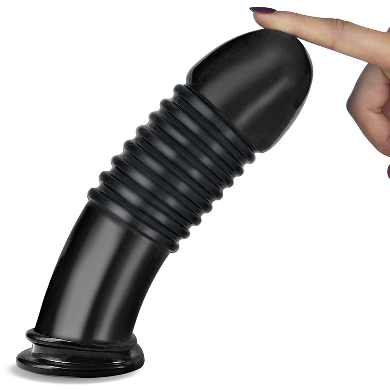 King Sized 8-Inch Body-Safe Silicone Anal Bumper - Black Mega Butt Plug (22.5 cm, USB Rechargeable)