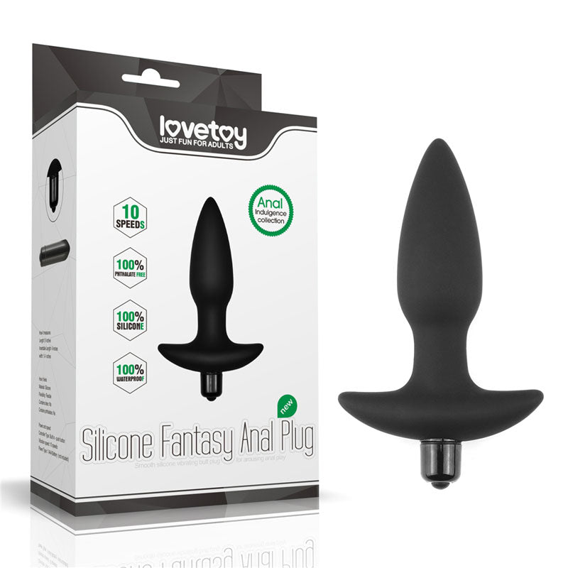 Anal Indulgence Collection Body-Safe Silicone Vibrating Butt Plug - Black 14.5 cm