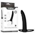 Anal Indulgence Collection Silicone Fantasy Double Prober - Black (15.2 cm / 6'' Anal Dong & Cock Ring, Body-Safe, USB Rechargeable)