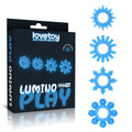 Lumino Play Glow-in-the-Dark Penis Rings Set – 4 Pack of Body-Safe Blue Cock Rings for Enhanced Pleasure