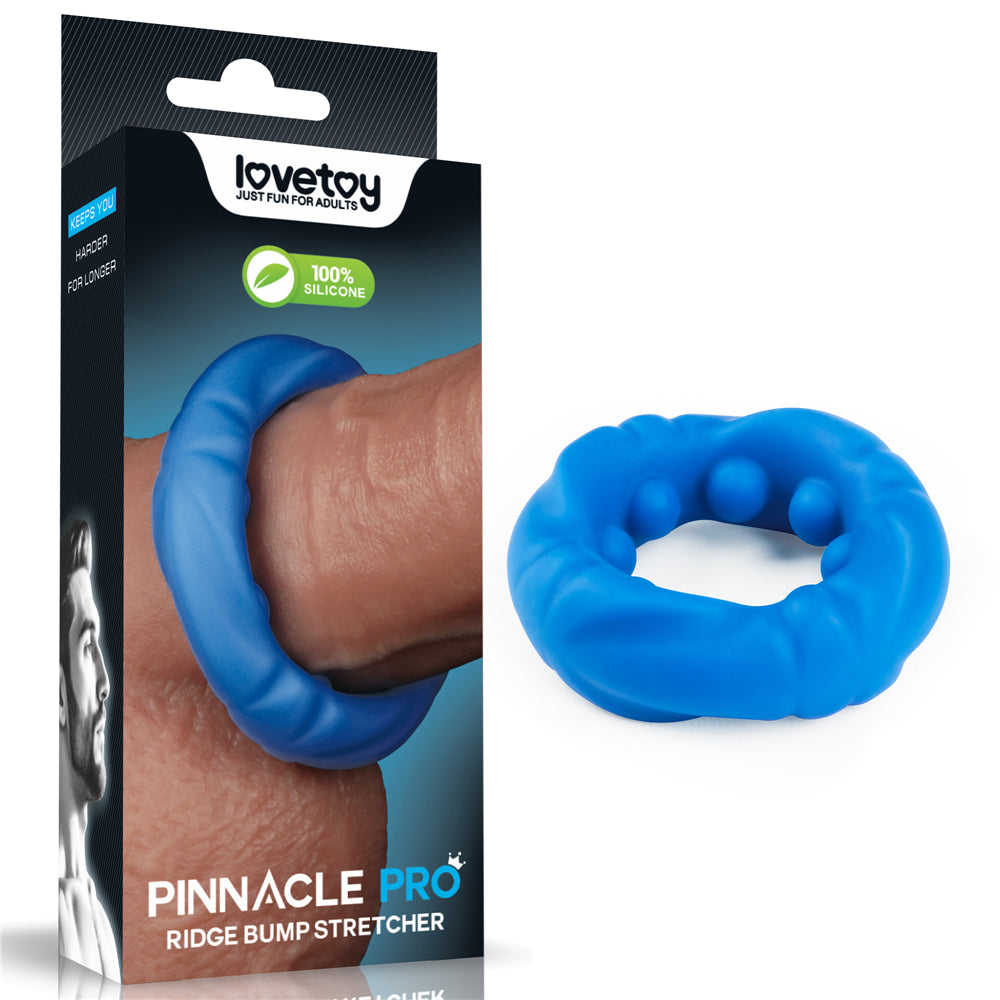 Pinnacle Pro Cock Ring – Ridge Bump Design – Body-Safe Silicone – Blue