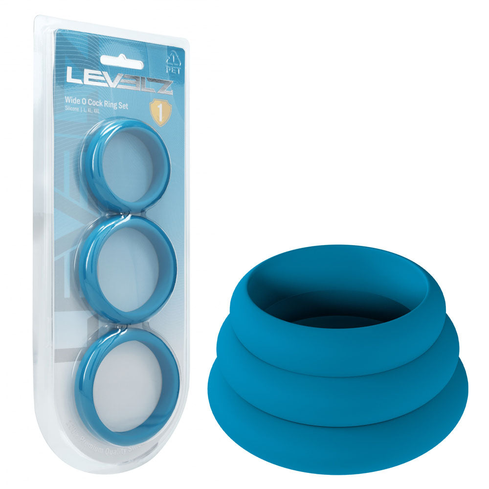 LEVELZ Adjustable Silicone Cock Ring Trio - L/XL/2X - Teal - 3 Sizes for Enhanced Pleasure