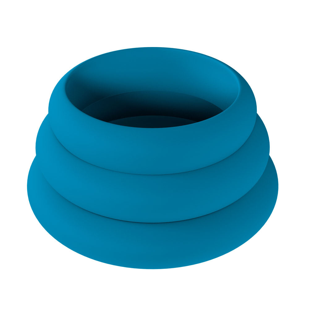 LEVELZ Adjustable Silicone Cock Ring Trio - L/XL/2X - Teal - 3 Sizes for Enhanced Pleasure