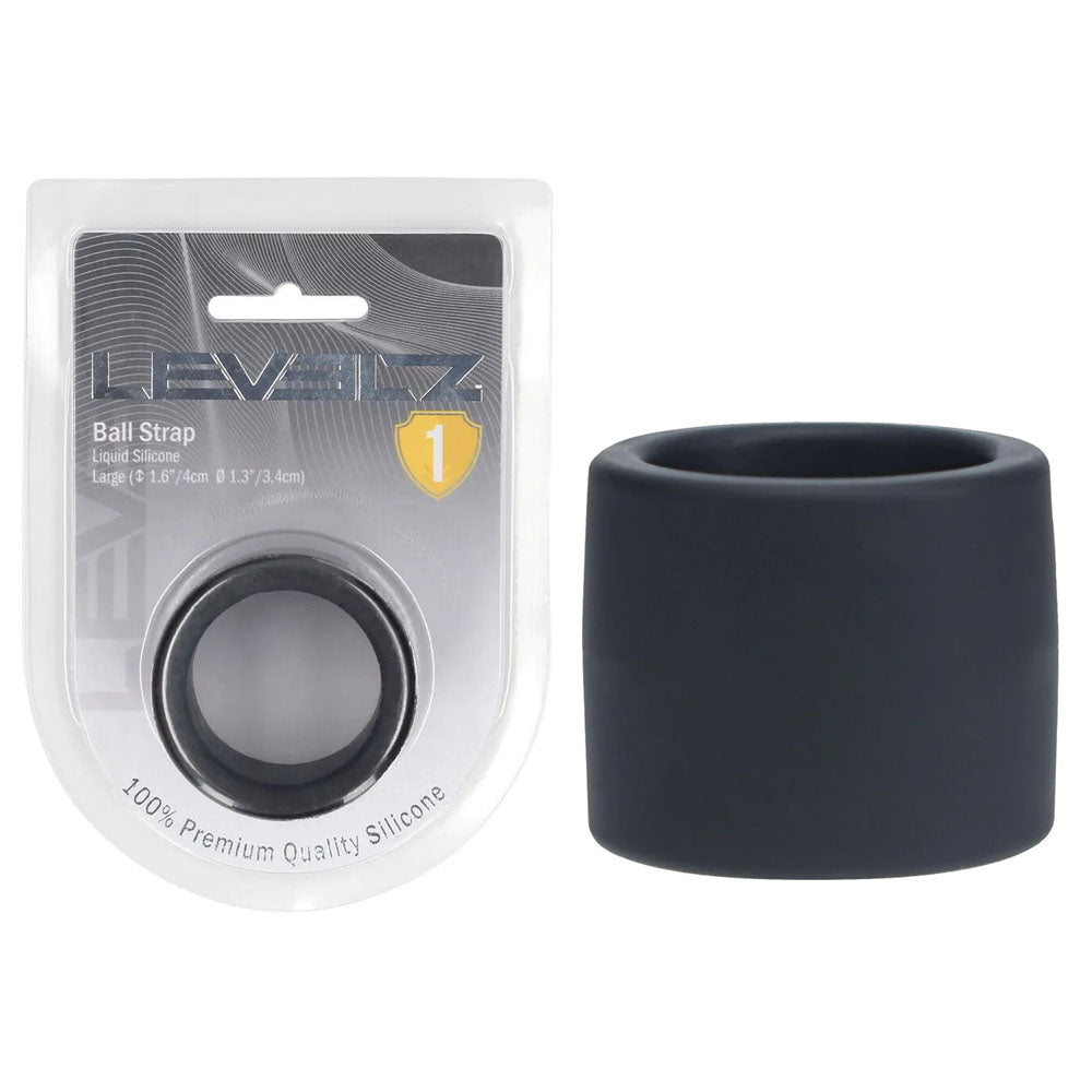 LEVELZ Body-Safe Liquid Silicone Ball Strap - Large - Black (Comfort Fit, Durable Design)