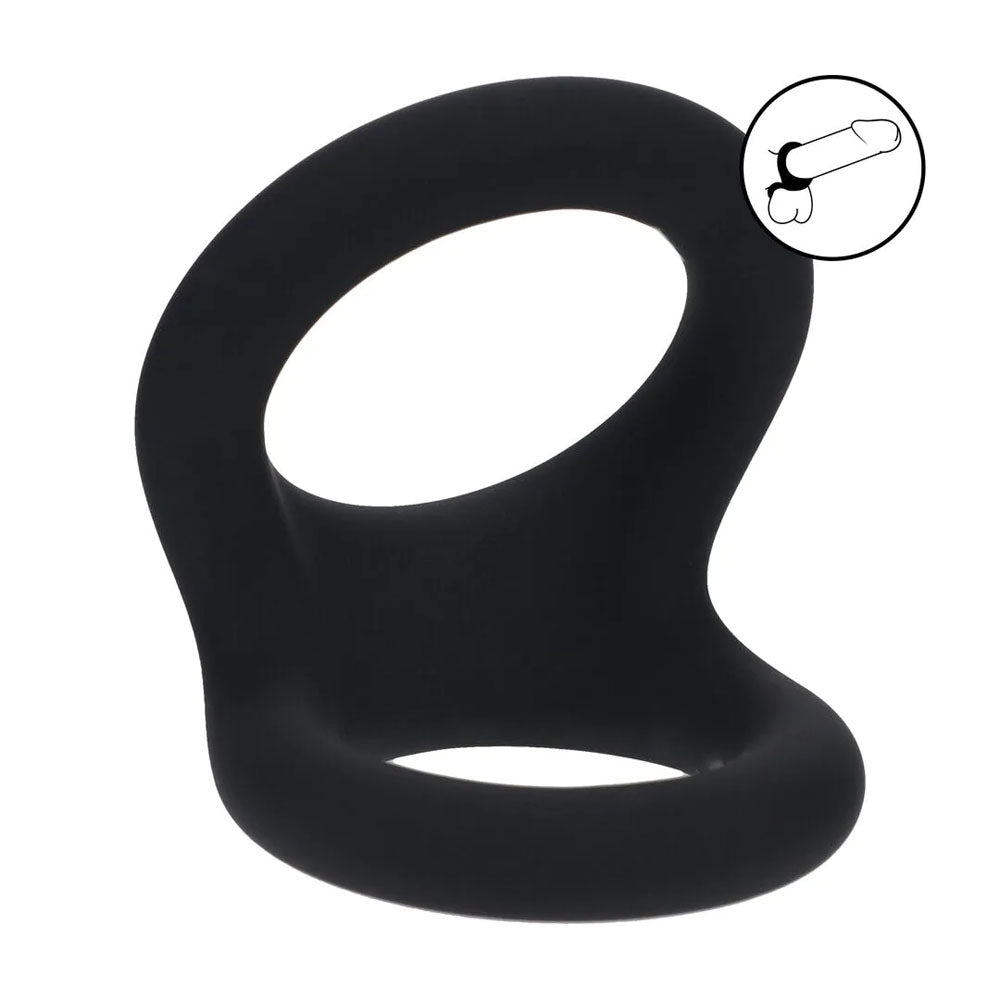 LEVELZ Double O Body-Safe Silicone Cock Ring for Enhanced Pleasure – M - Black (Comfortable Fit for All)