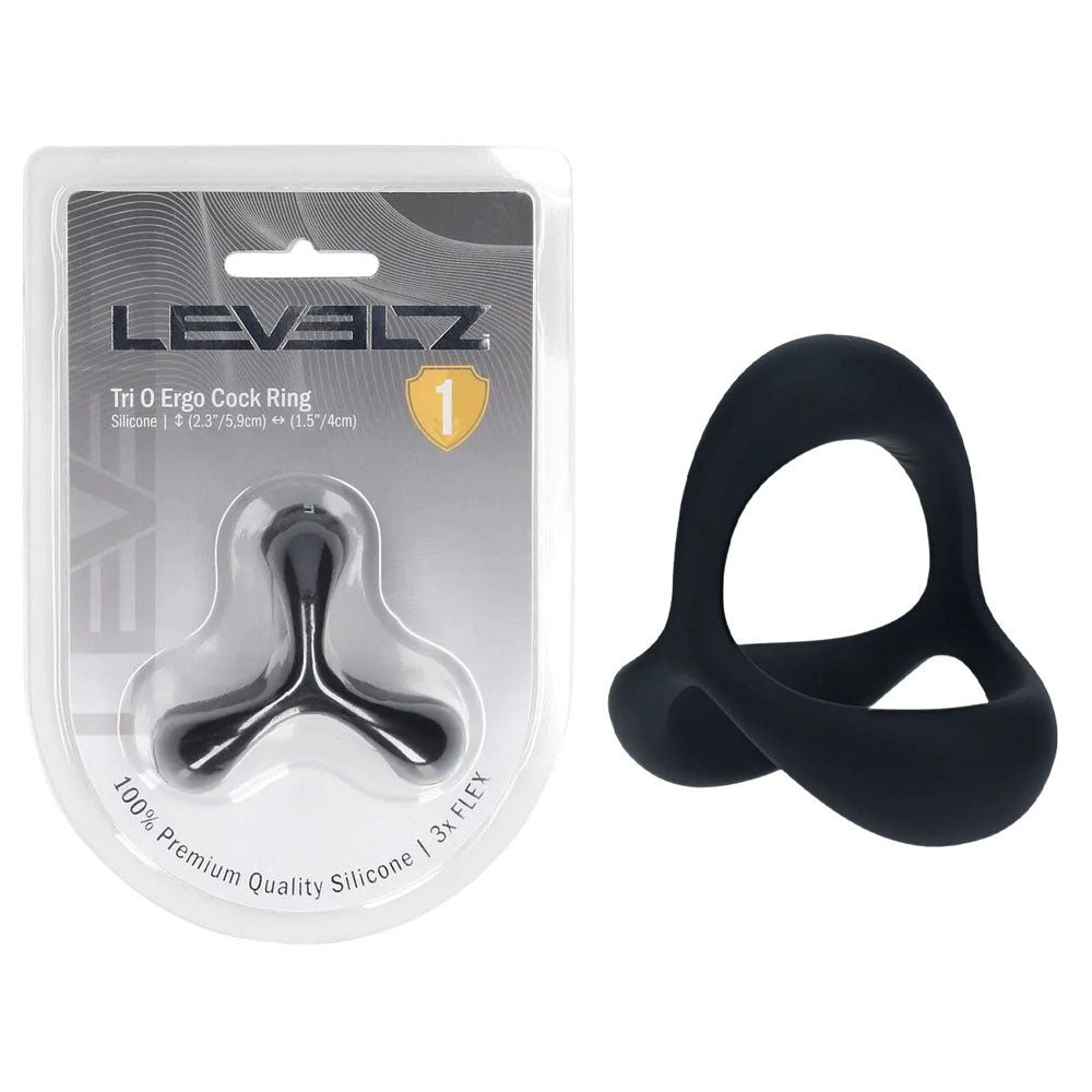 LEVELZ Tri O Ergo Body-Safe Silicone Cock Ring – Black (Comfortable Support for Enhanced Pleasure)