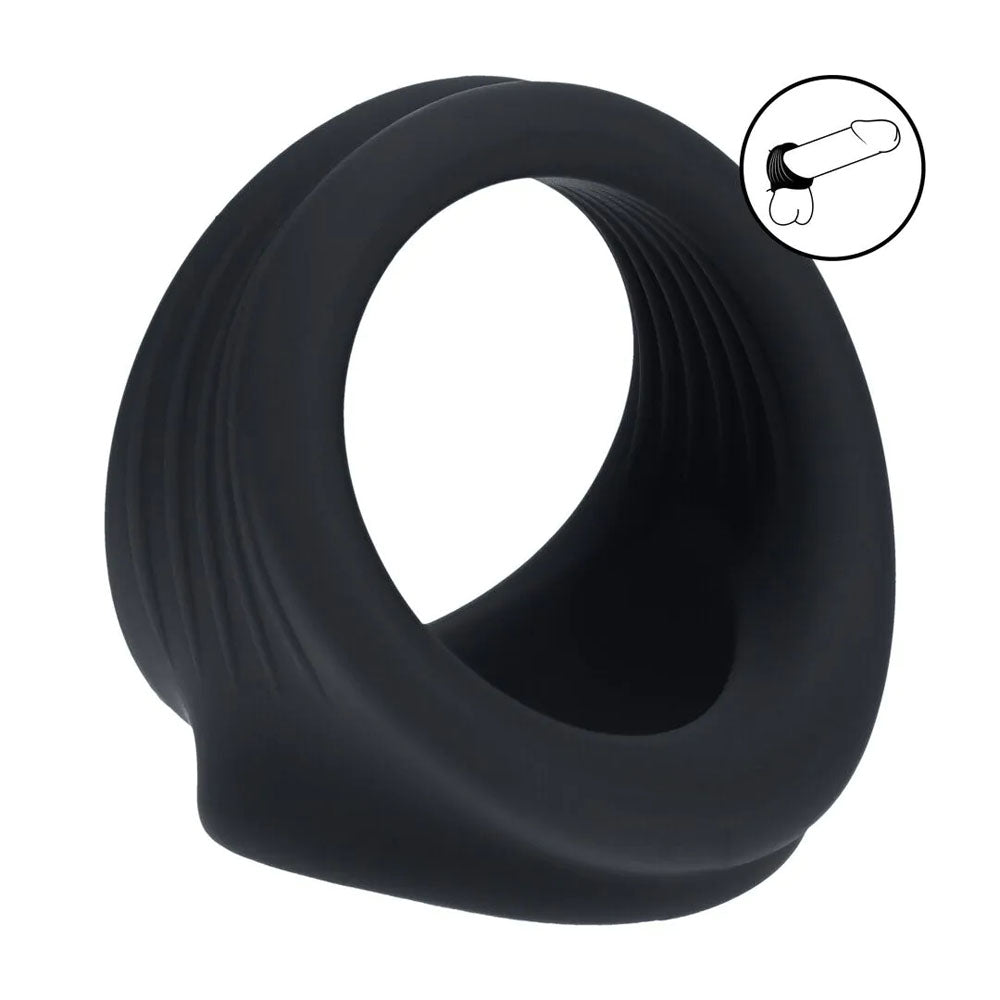 LEVELZ Body-Safe Silicone Cock & Ball Harness - Black (Adjustable, Comfortable Fit)