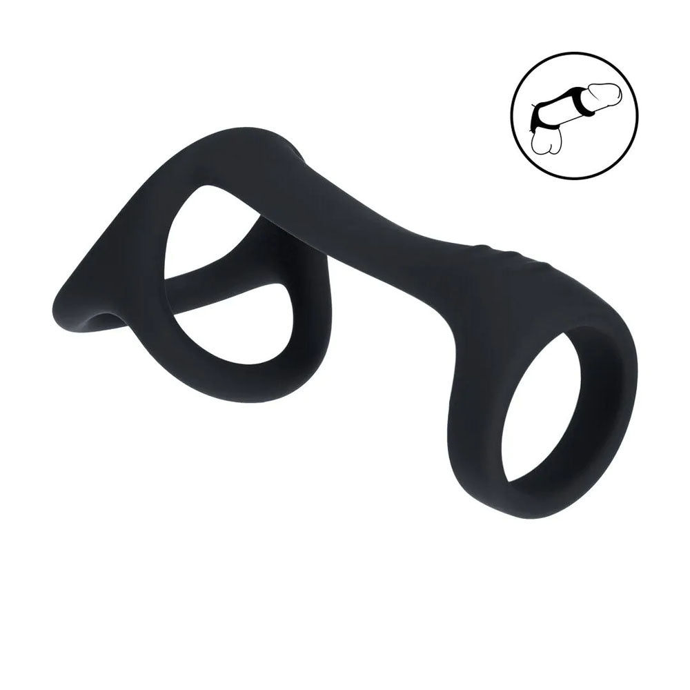 LEVELZ black Tri-O silicone cock and ball ring – image 2