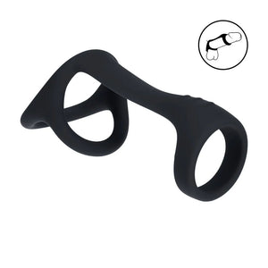 LEVELZ black Tri-O silicone cock and ball ring – image 2