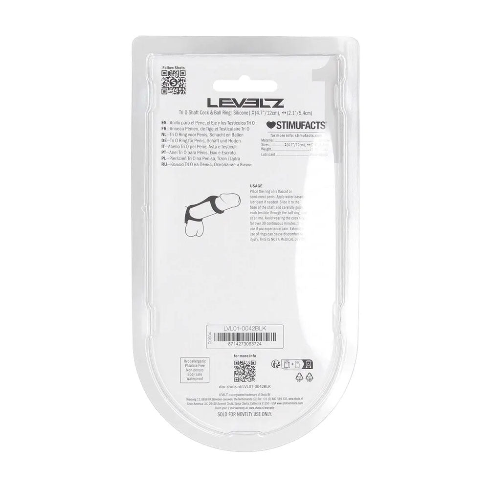 LEVELZ black Tri-O silicone cock and ball ring – image 7
