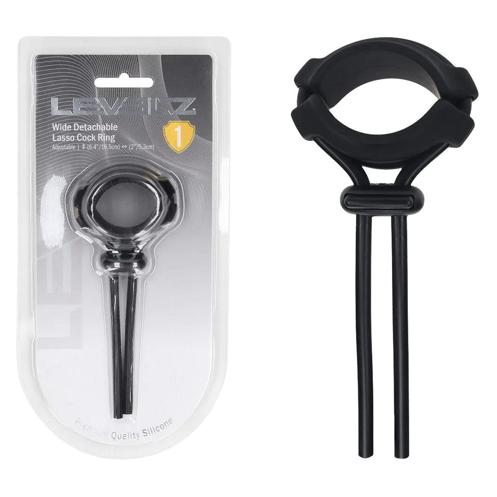 LEVELZ Adjustable Wide Detachable Cock Ring – Black – Body-Safe, Comfortable Fit for Enhanced Pleasure