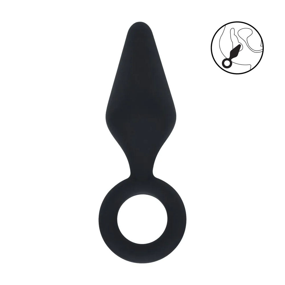 LEVELZ Body-Safe Silicone Anal Plug with Loop - Small - Black - Comfort Fit Butt Plug for Enhanced Pleasure