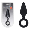 LEVELZ Body-Safe Silicone Anal Plug with Loop – Large Black Butt Plug (Premium Comfort, Easy Grip)