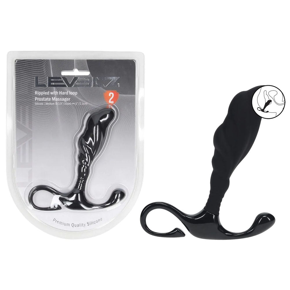 LEVELZ Rippled Hard Loop Prostate Massager – Medium Size, Black (Body-Safe, Ergonomic Design)