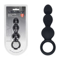 LEVELZ Body-Safe Silicone Anal Probe with Loop - Black (15.3 cm, Beaded Design, USB Rechargeable)