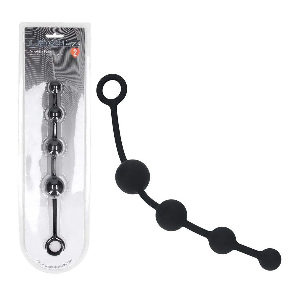 LEVELZ Body-Safe Curved Silicone Anal Beads – Black (29.5 cm, Flexible Design for Enhanced Pleasure)
