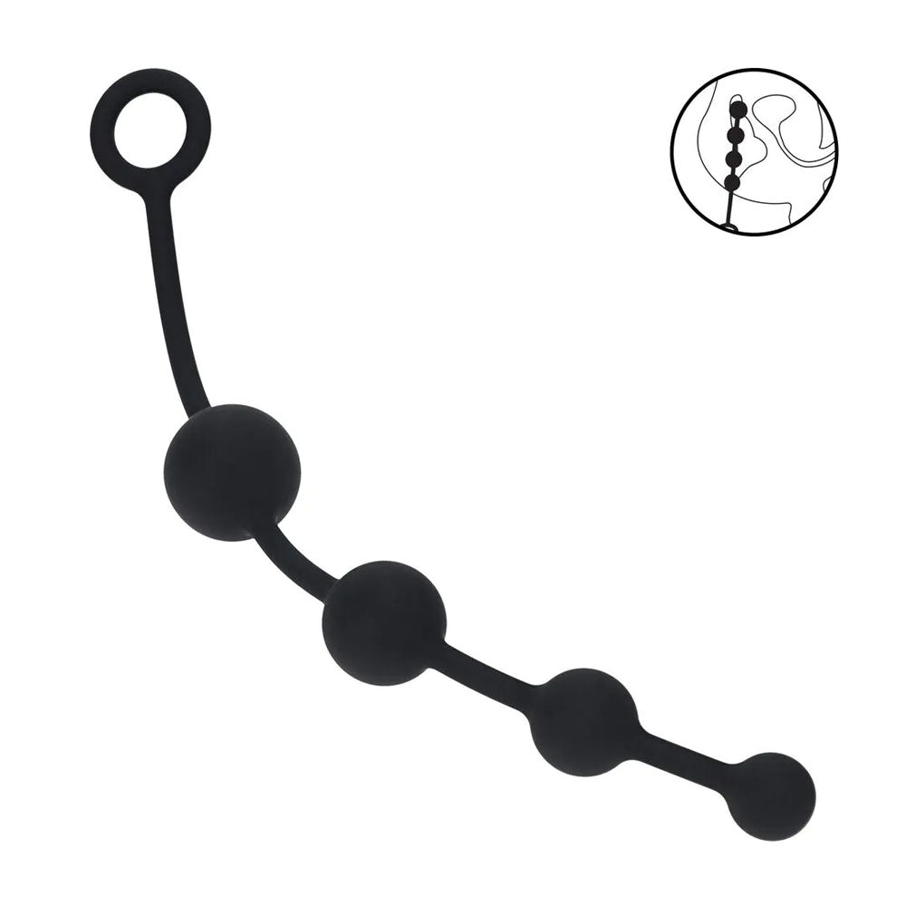 LEVELZ Body-Safe Curved Silicone Anal Beads – Black (29.5 cm, Flexible Design for Enhanced Pleasure)