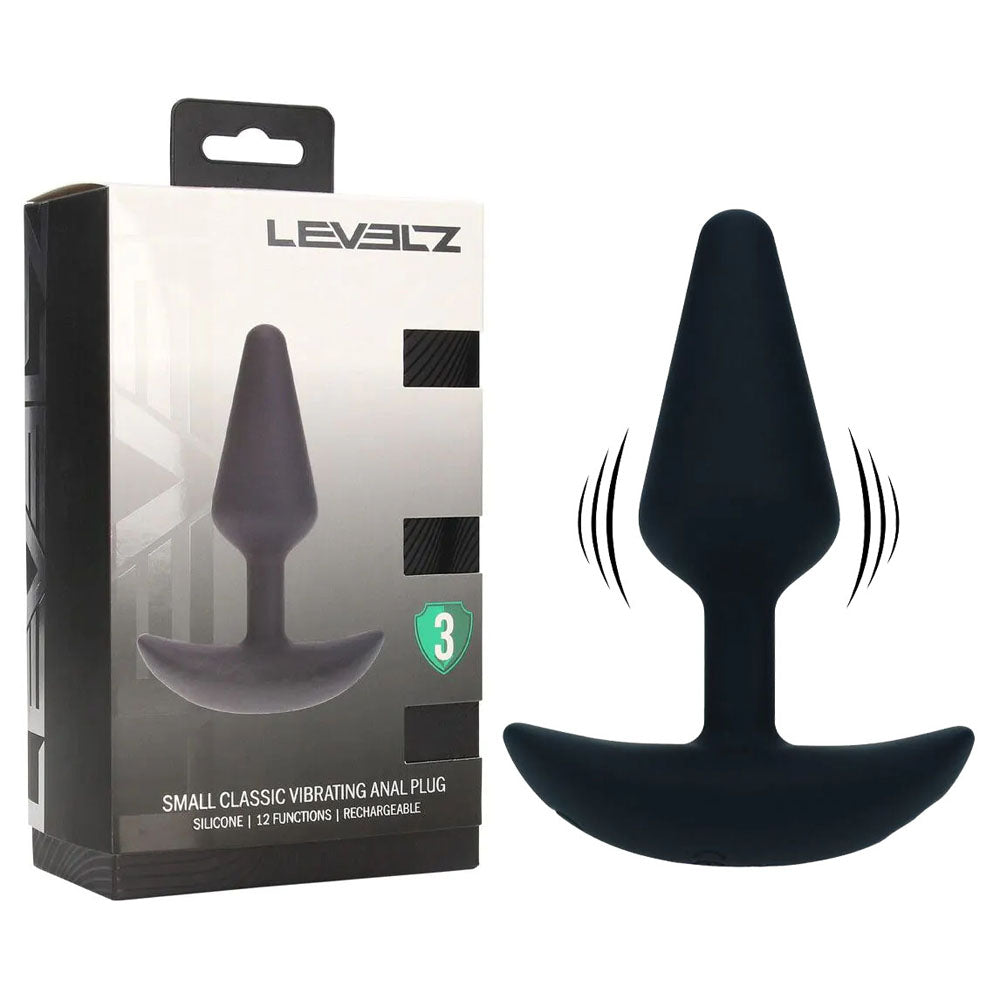 LEVELZ small black vibrating silicone butt plug