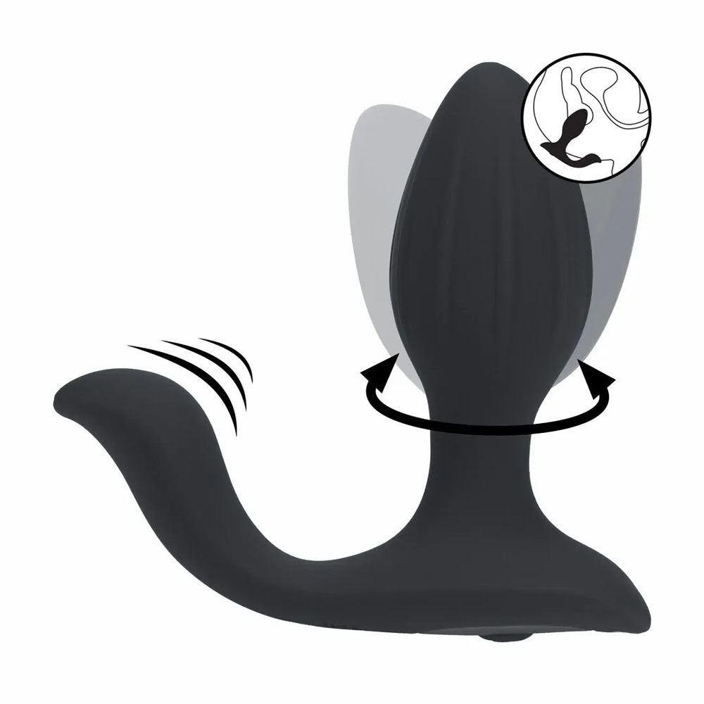 LEVELZ USB Rechargeable Vibrating & Rotating Anal Plug with Ball Stimulator - Black (10.7 cm Body-Safe Silicone)