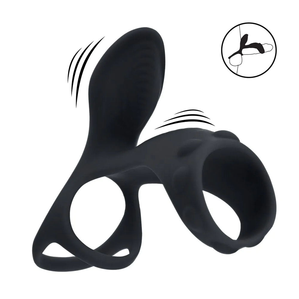 LEVELZ black vibrating cock and ball ring with shaft loop – image 2