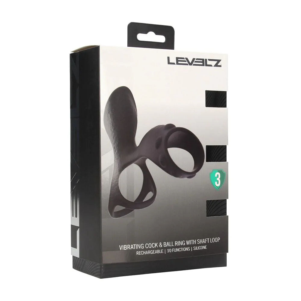 LEVELZ black vibrating cock and ball ring with shaft loop – image 8