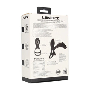 LEVELZ black vibrating cock and ball ring with shaft loop – image 9