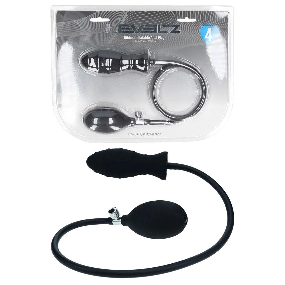 LEVELZ Anal Toy – Inflatable, Ribbed – Black