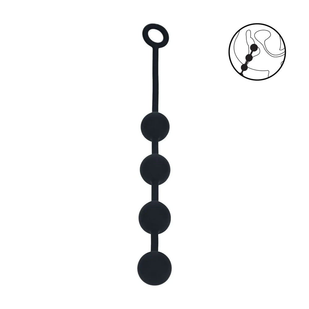LEVELZ Body-Safe Silicone Large Anal Beads - 40mm - Black (40.5 cm, Perfect for Wellness and Pleasure)
