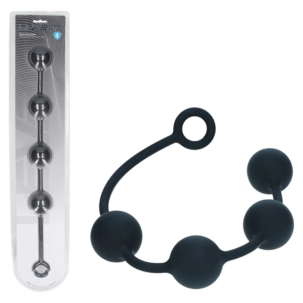 LEVELZ XL Round Anal Beads - 50mm - Black - Body-Safe Silicone - 46.5 cm Length (USB Rechargeable)