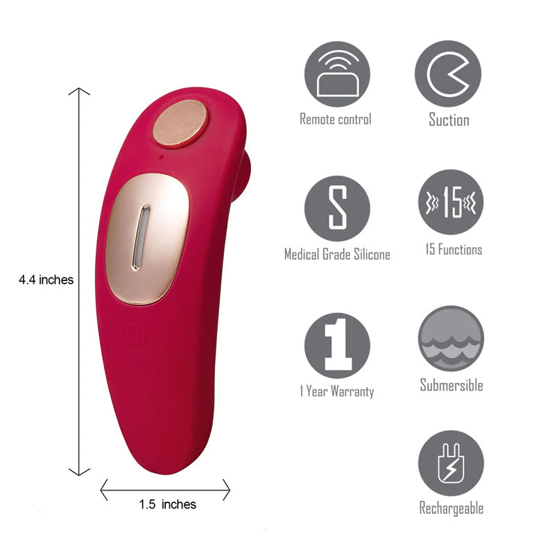 Maia Remi - Red USB Rechargeable Panty Vibe with Suction - Body-Safe, Powerful Pleasure for All