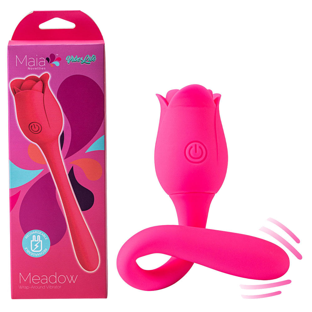 Maia MEADOW - 14 cm Pink USB Rechargeable Flower Stimulator for Enhanced Wellness