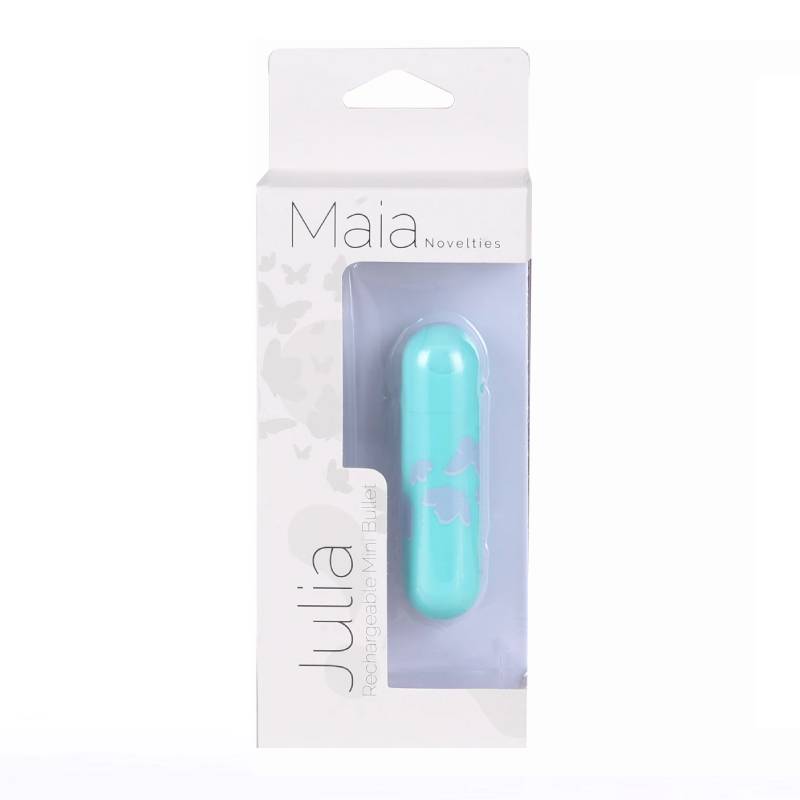 Maia Julia - Teal USB Rechargeable Bullet Vibrator (7.6 cm, Body-Safe Silicone)