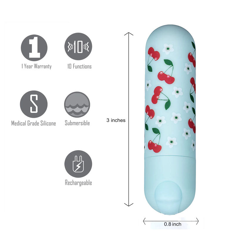 Maia Sherri - Baby Blue 7.6 cm Body-Safe USB Rechargeable Bullet Vibrator