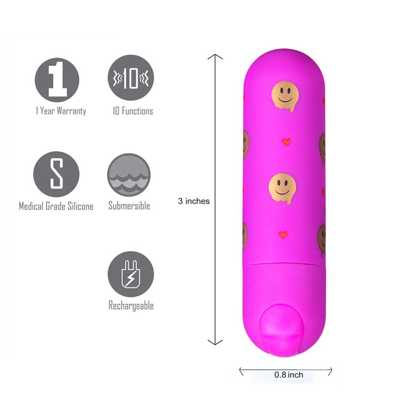 Maia Giggly - 7.6 cm USB Rechargeable Body-Safe Silicone Bullet Vibrator in Vibrant Pink