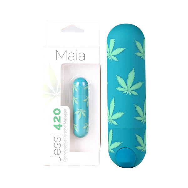 Maia Jessi 420 - Emerald Green USB Rechargeable Bullet Vibrator (7.6 cm, Body-Safe Silicone)