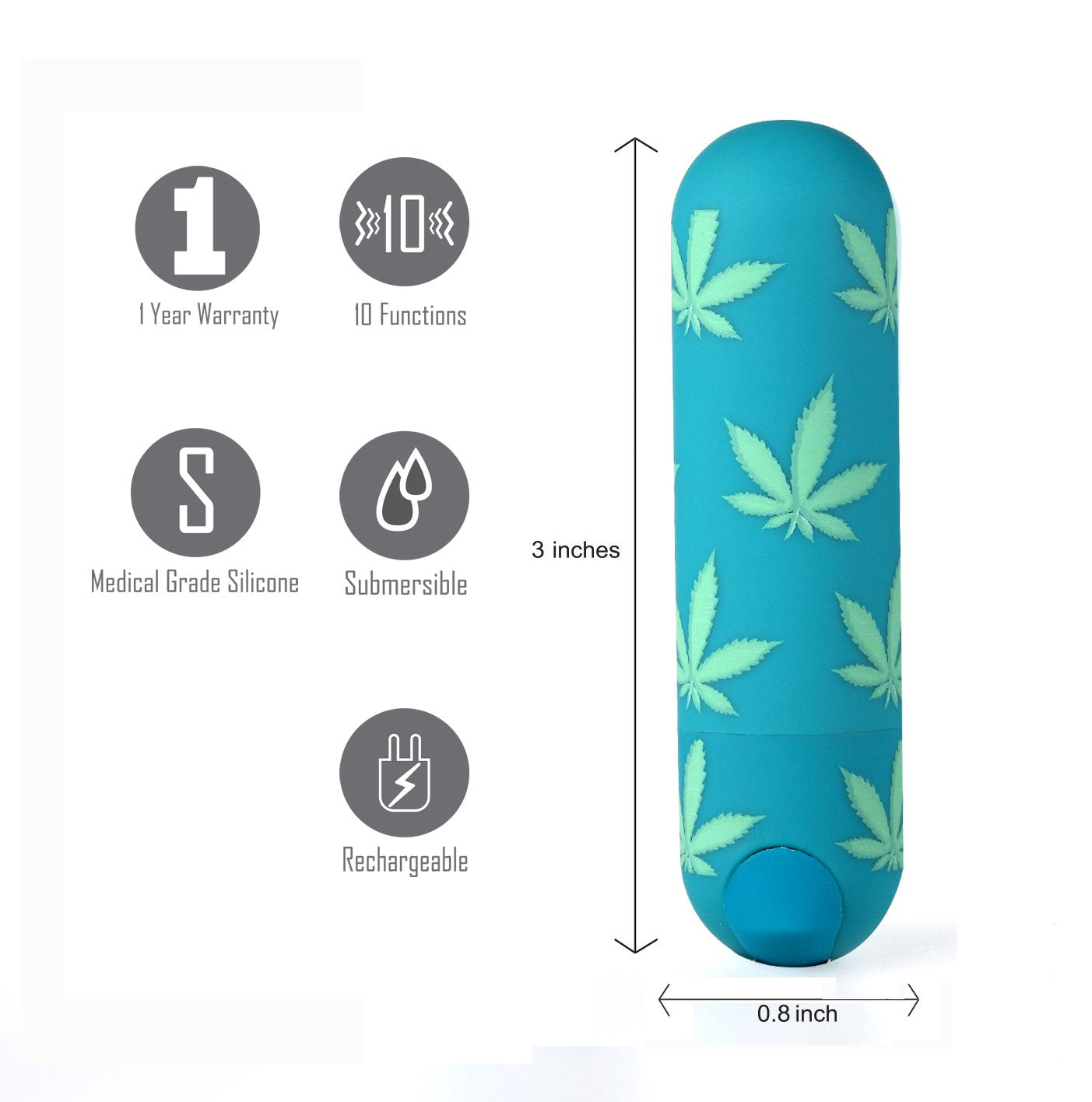 Maia Jessi 420 - Emerald Green USB Rechargeable Bullet Vibrator (7.6 cm, Body-Safe Silicone)