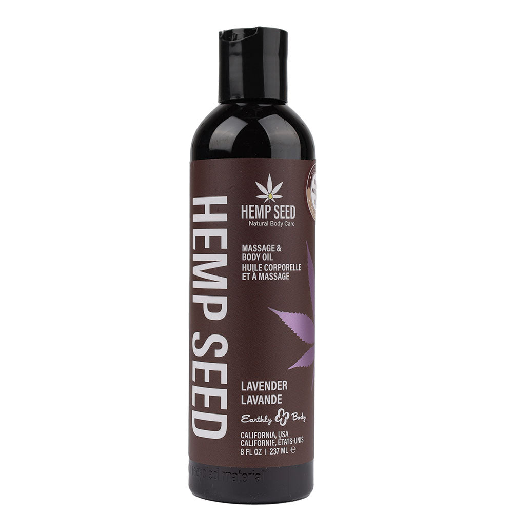Hemp Seed Infused Lavender Massage & Body Oil – 237 ml Bottle (Nourishing, Relaxing, Vegan-Friendly)