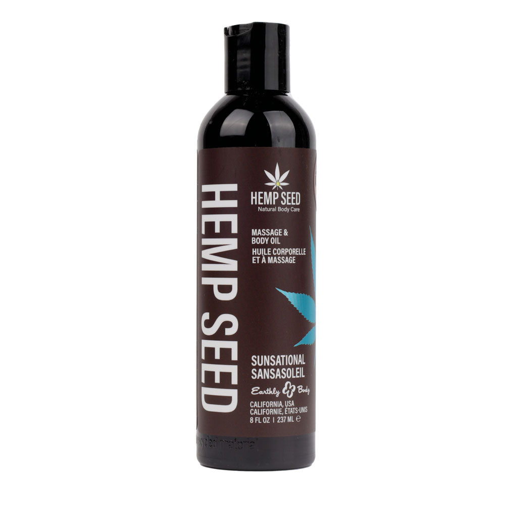 Hemp Seed Massage & Body Oil - Sunsational Blend with Italian Bergamot, Juniper Berries & White Wood - 237 ml Bottle (Natural Wellness Solution)