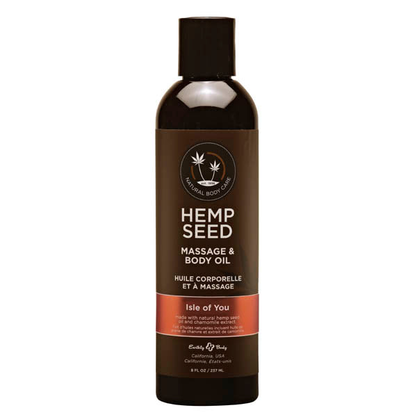 Hemp Seed Massage & Body Oil - Coconut Water, Citrus & Vanilla Scent - 237 ml Bottle (Nourishing & Hydrating Formula)