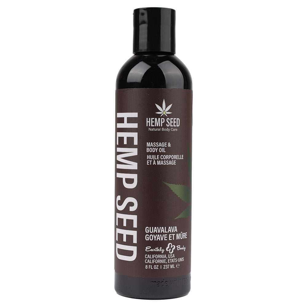 Hemp Seed Massage & Body Oil - Guavalava Scent (Guava & Blackberry) - 237 ml - Nourishing & Relaxing Formula