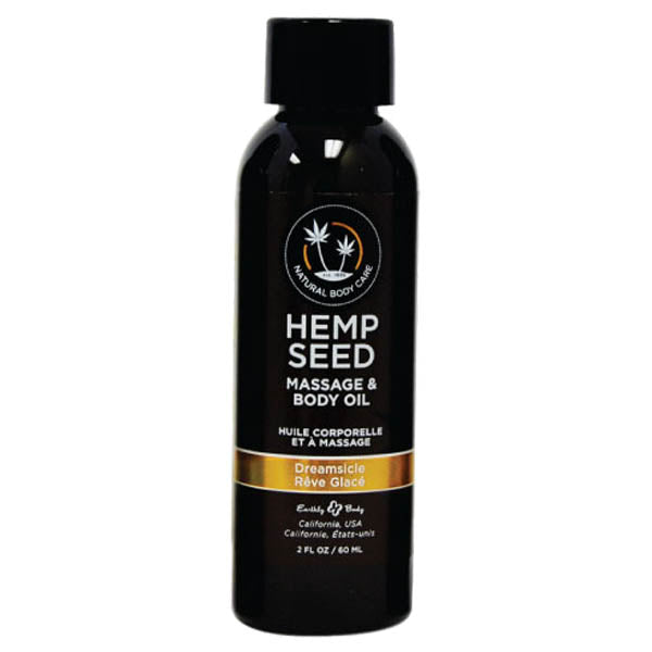 Hemp Seed Massage & Body Oil – Dreamsicle Scent (Tangerine & Plum) - 59 ml Bottle, Natural Wellness Formula