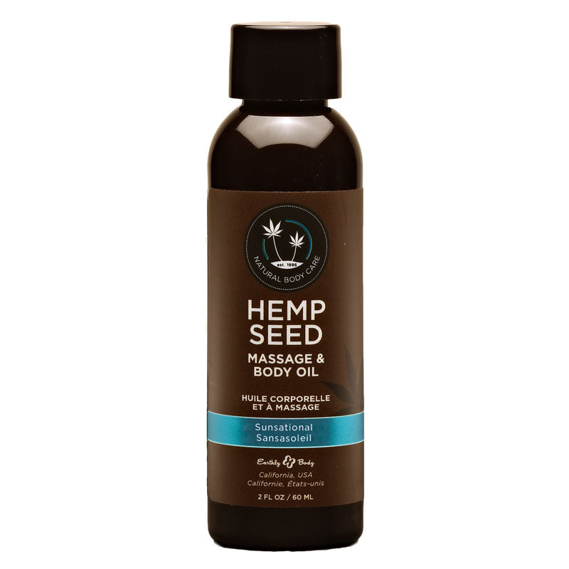 Hemp Seed Massage & Body Oil - Sunsational Scent (Italian Bergamot, Juniper Berries & White Wood) - 59 ml Bottle - Wellness Formula for Relaxation and Nourishment