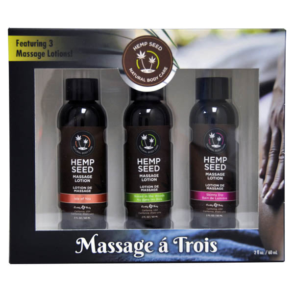 Hemp Seed Infused Massage Lotion Trio - Scented Relaxation Set (3 Bottles)