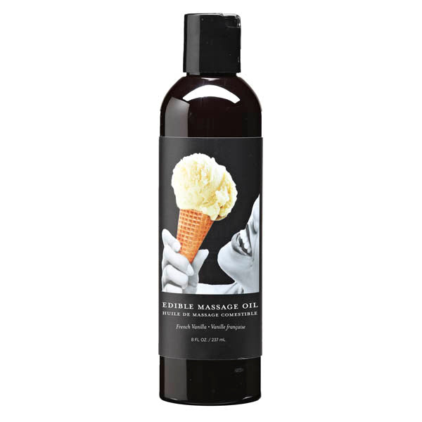 Edible Massage Oil - French Vanilla Flavor - 237 ml Bottle (Body-Safe, Relaxing Aromatherapy)